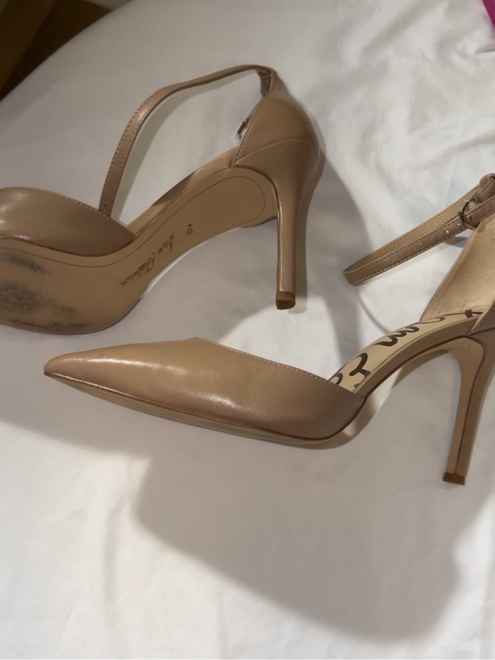 Sam Edelman Adelisa Nude Leather Ankle Strap Pumps Size 10 - Picture 8 of 13